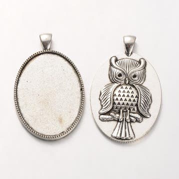 1 x Metalen camée of cabochon houder uil voor cabochon 30.., Ophalen of Verzenden, Nieuw, Overige typen