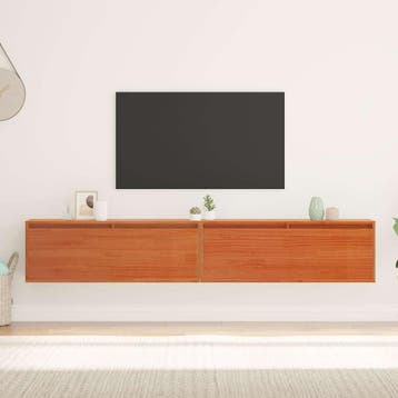 vidaXL Wandkast met plank Wandgemonteerd Wasbruin Massief, Verzenden, Nieuw