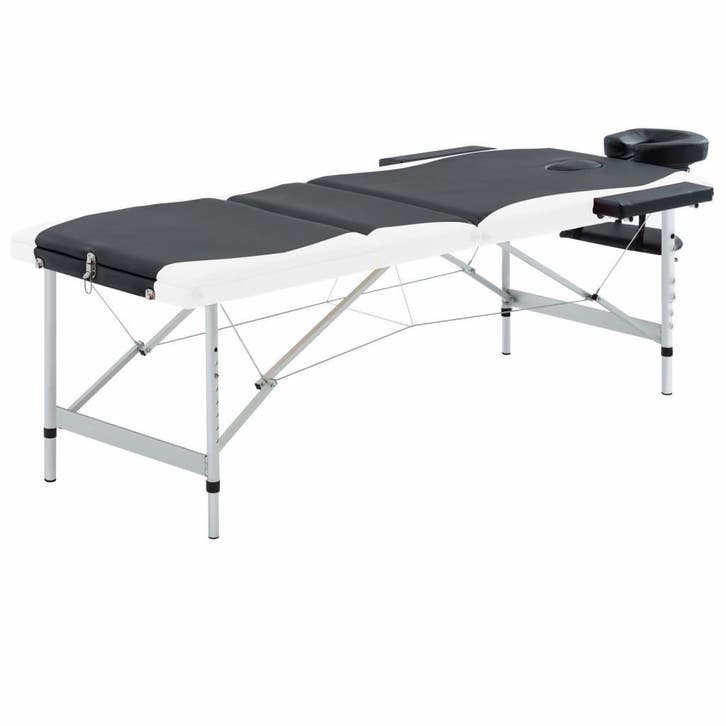 vidaXL Massagetafel inklapbaar 3 zones aluminium zwart en, Sport en Fitness, Massageproducten, Nieuw, Verzenden