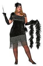 Zwarte Charleston Jurk Grote Maten, Kleding | Dames, Carnavalskleding en Feestkleding, Ophalen of Verzenden, Nieuw