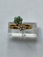 Ring - 18 karaat Geel goud Diamant (Natuurlijk) - Smaragd, Nieuw