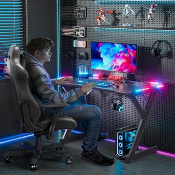 Gaming bureau - Gaming desk - Gaming tafel - 100x60 cm - Zwa, Huis en Inrichting, Verzenden, Zo goed als nieuw