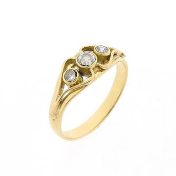 Gouden ring met zirconia, Gebruikt, 19 tot 20, Ophalen of Verzenden, Met edelsteen