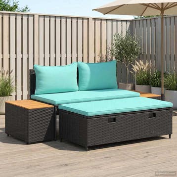 vidaXL Buiten bankenset 4 -Seater 4 st 55 x 30 x 39 cm, Verzenden, Nieuw, Rotan