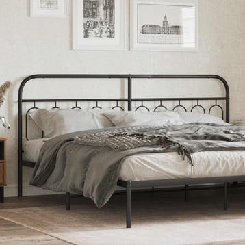 vidaXL Vervangend hoofdbord 200 cm metaal zwart, Verzenden, Nieuw, Zwart, Metaal