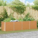 vidaXL Verhoogde plantenbak Licht Bruin 320 x 80 x 77 cm, Verzenden, Nieuw, Metaal, 60 tot 100 cm