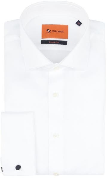Suitable Overhemd White Twill Dubbelmanchet maat 42 Heren, Verzenden, Nieuw, Wit, Suitable