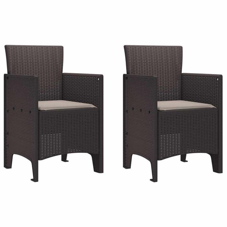 vidaXL Tuinstoel 2 st Bruin Polypropyleen, Tuin en Terras, Tuinstoelen, Nieuw, Verzenden