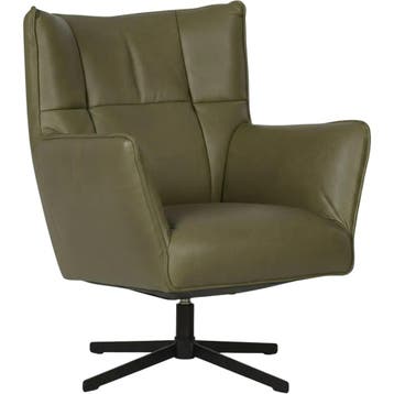 Leren draaifauteuil Lovely - Granada Moss (olijf/groen), Nieuw, Ophalen of Verzenden, 75 tot 100 cm, Eigentijds, Modern, Retro, Vintage