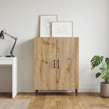 vidaXL Dressoir Artisanaal eiken 66 x 34,5 x 89,5 cm Bewerkt, Verzenden, Nieuw, Overige houtsoorten, Minder dan 50 cm