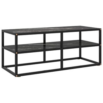 vidaXL Tv-meubel met zwart marmerglas 100x40x40 cm zwart, Minder dan 50 cm, Verzenden, Nieuw, Glas