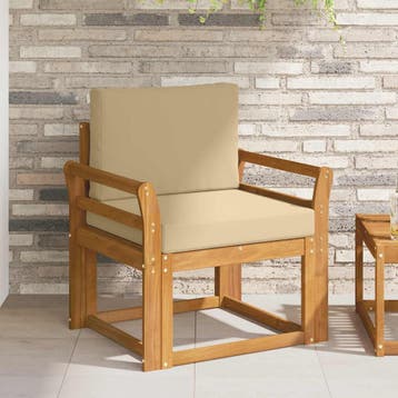 vidaXL Tuinbank Massief Acaciahout en Polyester Naturel, Tuin en Terras, Verzenden, Nieuw