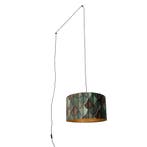 Hanglamp zwart met stekker en blad kap met gouden, Huis en Inrichting, Lampen | Hanglampen, Verzenden, Nieuw, Landelijk