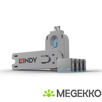 Lindy 40452 USB Port Blocker - Pack 4, Colour Code: Blue, Verzenden, Nieuw