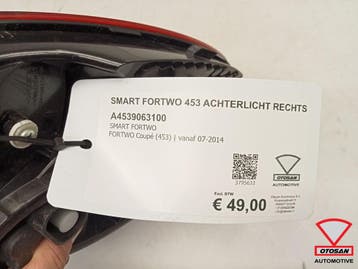 Smart Fortwo 453 2015+ Achterlicht Rechts A4539063200, Ophalen, Gebruikt, Smart