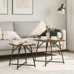 vidaXL Bijzettafelset 2 pcs Gerookt Eiken en Zwart, Huis en Inrichting, Tafels | Bijzettafels, Verzenden, Nieuw