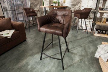 Retro barstoel LOFT 100cm antiek bruine barkruk met, Ophalen of Verzenden, Nieuw