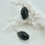 Zilver - Oorbellen - Natuurlijke onyx, Antiek en Kunst