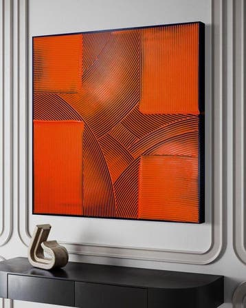 Sarah Schwarzl - Frequency ORANGE ON NAVY (Frame included)