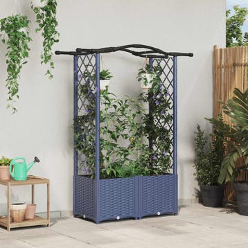 vidaXL Verhoogd Bed met Trellis en Dak Grijs 125 x 40 x 138, Verzenden, Nieuw, Minder dan 60 cm, 60 cm of meer