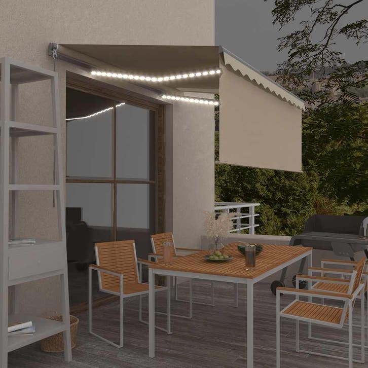 vidaXL Luifel handmatig uittrekbaar rolgordijn en LED, Tuin en Terras, Zonneschermen, Nieuw, Verzenden