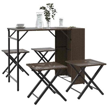 vidaXL 5-delige Tuinset inklapbaar poly rattan bruin, Verzenden, Nieuw, Tuinset