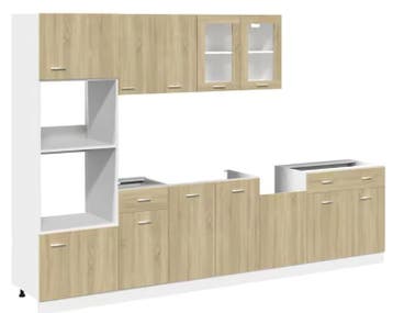 7-delige Keukenmeubelset – Witte Kasten met Glas & Opbergrui, Huis en Inrichting, Verzenden, Nieuw
