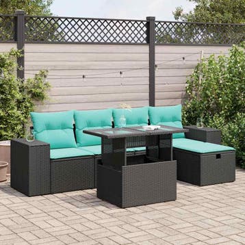 vidaXL 6-delige Loungeset met kussens poly rattan acacia, Verzenden, Nieuw, Loungeset