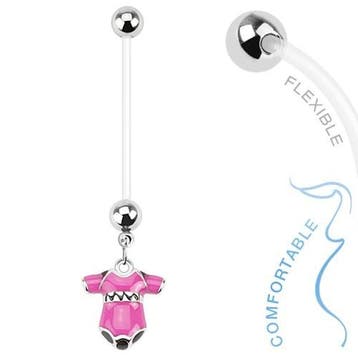Fako Bijoux - Zwangerschapspiercing - Rompertje - Roze, Verzenden, Nieuw