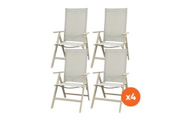 Set van 4 - Hartman Napoli verstelbare tuinstoel - Latte, Tuin en Terras, Verzenden, Nieuw, Overige materialen