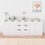 vidaXL 3-delige Dressoirs bewerkt hout wit, Verzenden, Nieuw, 50 tot 100 cm, 25 tot 50 cm