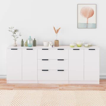 vidaXL 3-delige Dressoirs bewerkt hout wit, Huis en Inrichting, Kasten | Dressoirs, Verzenden, Nieuw, 50 tot 100 cm, 25 tot 50 cm