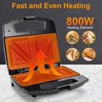Tosti apparaat - Tosti ijzer - Sandwich maker - 800W - Zwart, Witgoed en Apparatuur, Contactgrills, Verzenden, Zo goed als nieuw