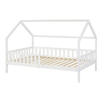 Kinderbed Ydre huisbed met bedbodem 120x200 cm wit [en.casa], Verzenden, Nieuw