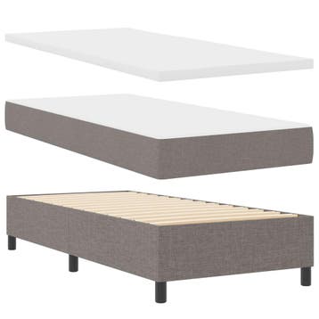 vidaXL Boxspring bed met LED-stripverlichting Taupe 100 x, Verzenden, Nieuw, Eenpersoons, Stof
