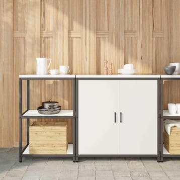 vidaXL Keukenopslag set HATTEM 2 st Wit Koudgewalst staal, Verzenden, Nieuw, Wit