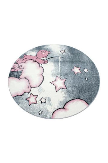 Rond Kindervloerkleed | Kids | Beer | Roze | 160x160 cm, Verzenden, Nieuw
