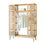 [en.casa] Kledingkast Hudiksvall bamboe 185x140x45 cm open k, Verzenden, Nieuw
