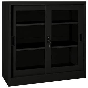 vidaXL Roldeurkast 90x40x90 cm staal zwart, Huis en Inrichting, Verzenden, Nieuw