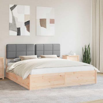 vidaXL Bedframe met Gevoerd Hoofdgedeelte Lichtgrijs 200 x, Verzenden, Nieuw, Tweepersoons, Hout