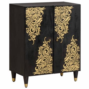 vidaXL Dressoir Zwart 60 x 33 x 75 cm Massief Mango Hout, Verzenden, Nieuw