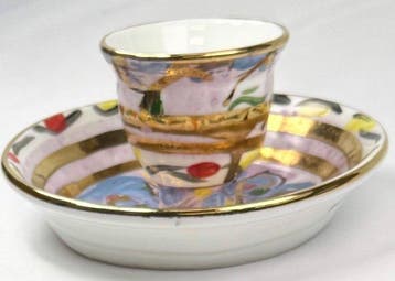 Sevres - Betty Woodman - Kop en schotel - Pièce unique -