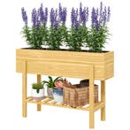 TRUUSK Verhoogd Bloembed Met Plank - Houten Plantenbak Met A, Tuin en Terras, Verzenden
