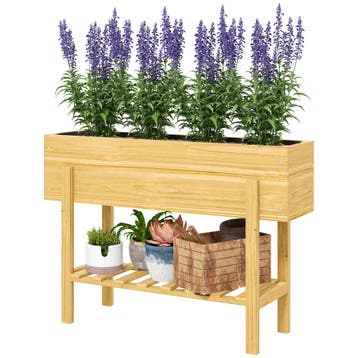 TRUUSK Verhoogd Bloembed Met Plank - Houten Plantenbak Met A, Verzenden