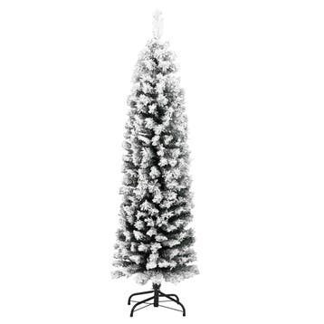 vidaXL Kunstkerstboom met sneeuw smal 120 cm PVC groen, Verzenden, Nieuw