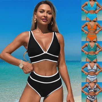 Dames Bikini Set V-hals High Waisted Tweedelig Zwemkleding E, Verzenden, Nieuw