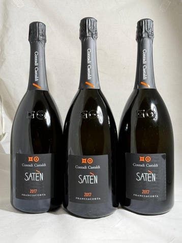 2017 Contadi Castaldi - Franciacorta Brut Satèn - 3 Magnums, Verzamelen, Wijnen, Nieuw