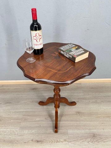 Franse houten bijzettafel wijntafel met intarsia -, Antiek en Kunst