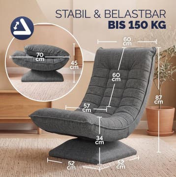 Fauteuil Aberdeen grijs ribstof 5-standen verstelbaar 360..., Verzenden, Nieuw