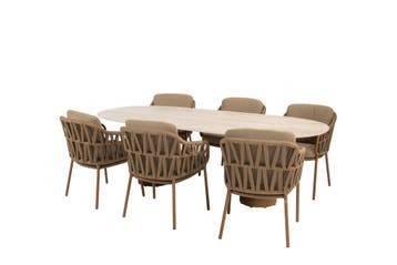 Biarritz dining stoelen + Colorado ovaal amber 4SO, Tuin en Terras, Tuinsets en Loungesets, Overige materialen, 6 zitplaatsen